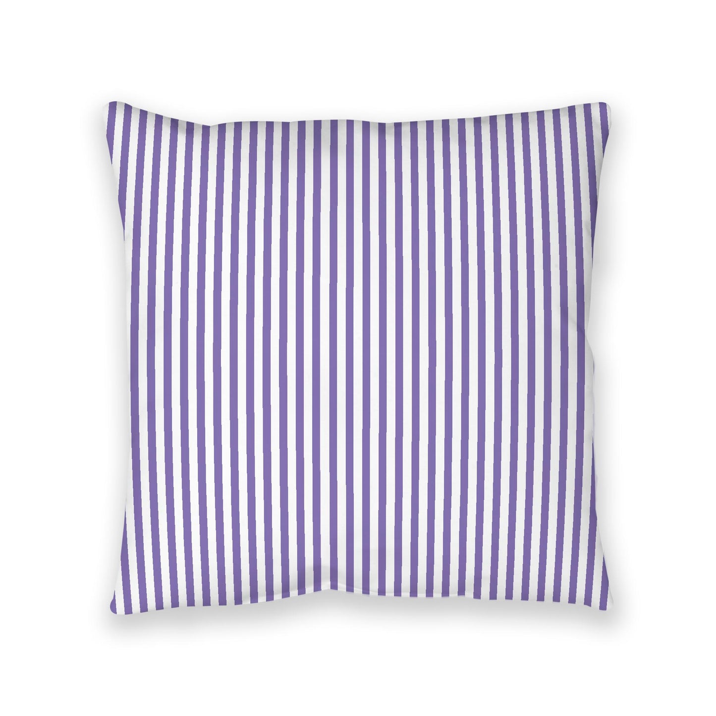 White Spun Polyester Floor Pillow, Thin Purple Bars on Top, White Bottom, 40 x 40 inches