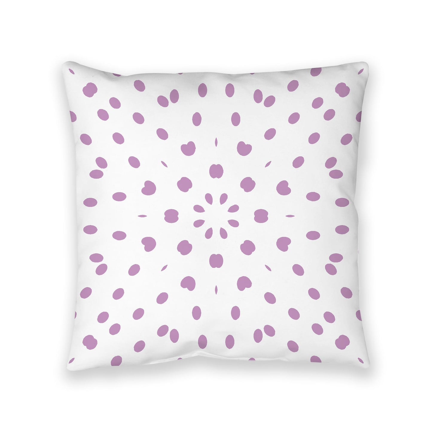 White Spun Polyester Floor Pillow, Mauve Burst on Top, White Bottom, 40 x 40 inches