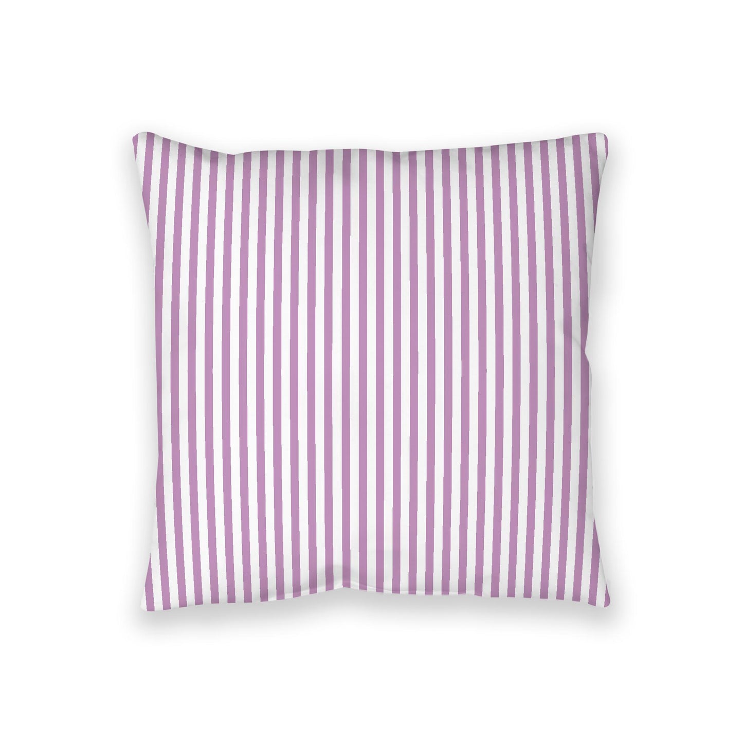 White Spun Polyester Floor Pillow, Thin Mauve Bars on Top, White Bottom, 36 x 36 inches