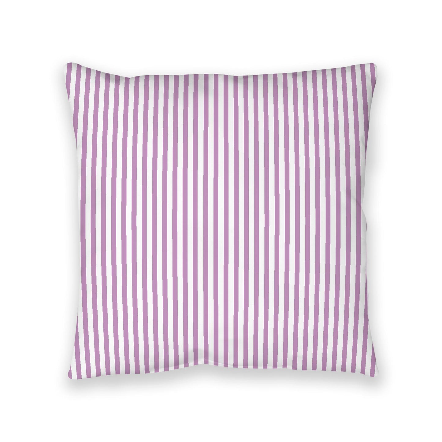 White Spun Polyester Floor Pillow, Thin Mauve Bars on Top, White Bottom, 40 x 40 inches
