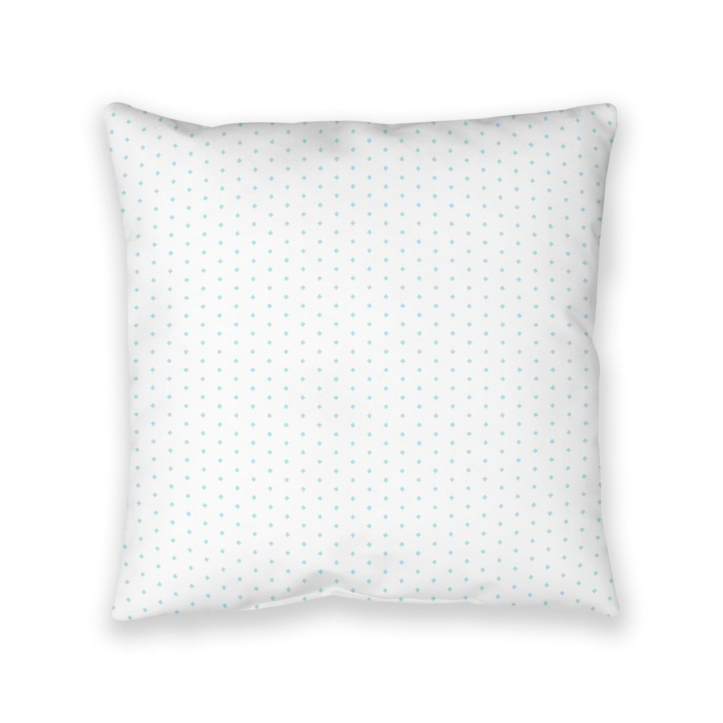 White Spun Polyester Floor Pillow, Blue Diamonds on Top, White Bottom, 36 x 36 inches