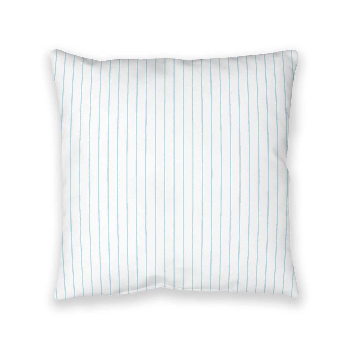 White Spun Polyester Floor Pillow, Blue Stripes on Top, White Bottom, 40 x 40 inches