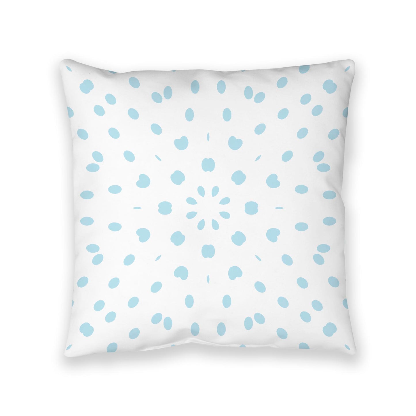 White Spun Polyester Floor Pillow, Blue Burst on Top, White Bottom, 40 x 40 inches