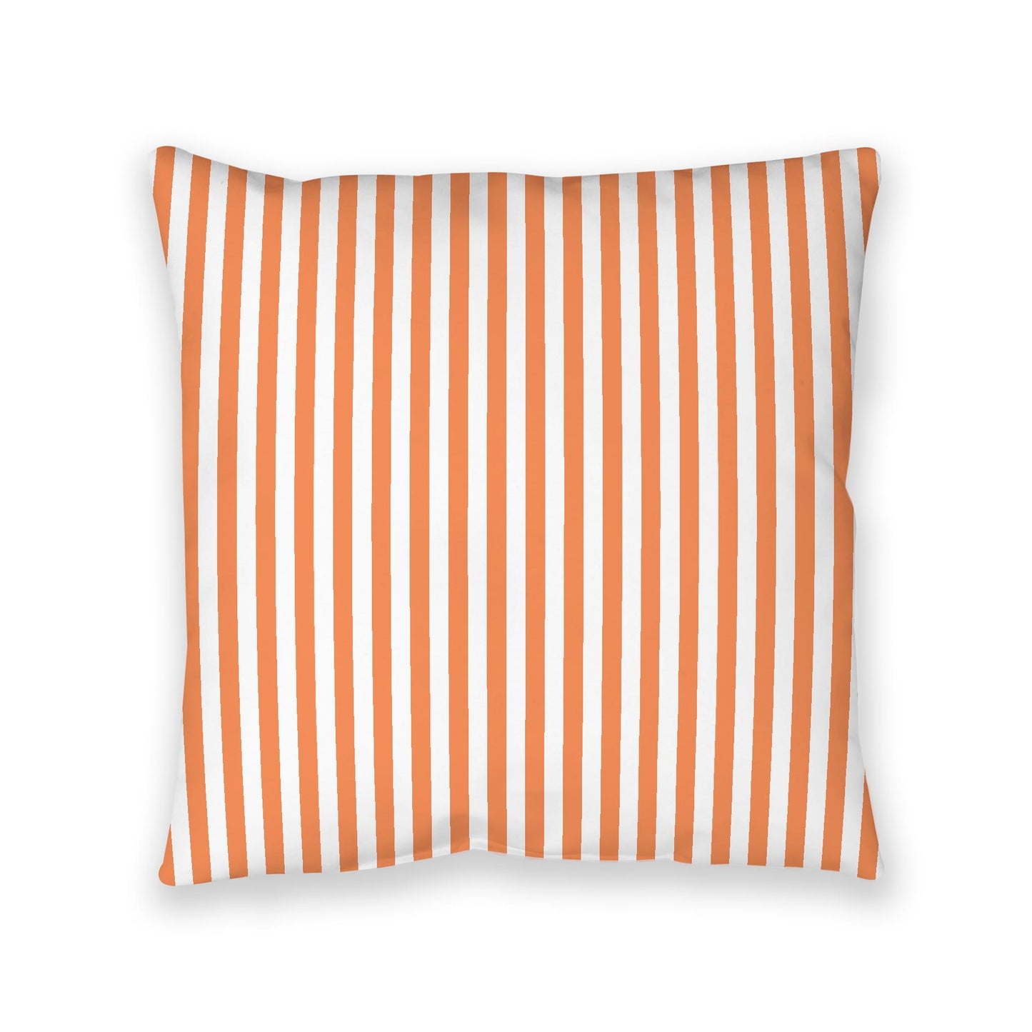 White Spun Polyester Floor Pillow, Bold Pale Orange Bars on Top, White Bottom, 40 x 40 inches