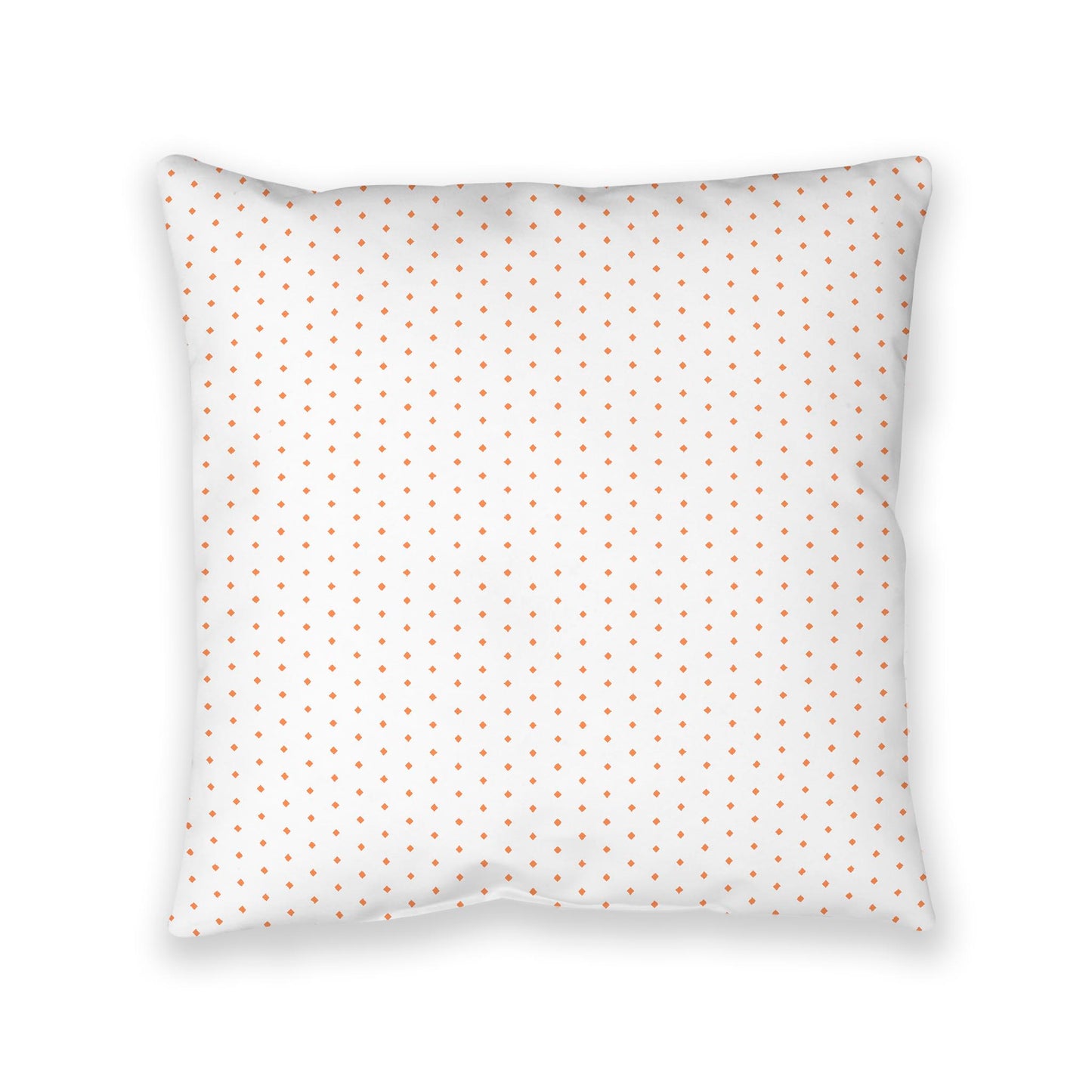 White Spun Polyester Floor Pillow, Pale Orange Diamonds on Top, White Bottom, 36 x 36 inches
