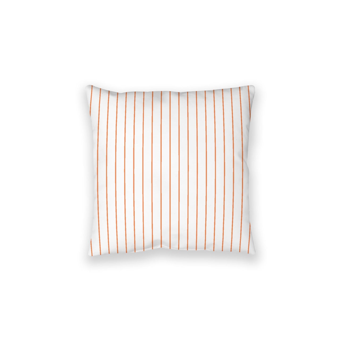 White Spun Polyester Floor Pillow, Pale Orange Stripes on Top, White Bottom, 28 x 28 inches