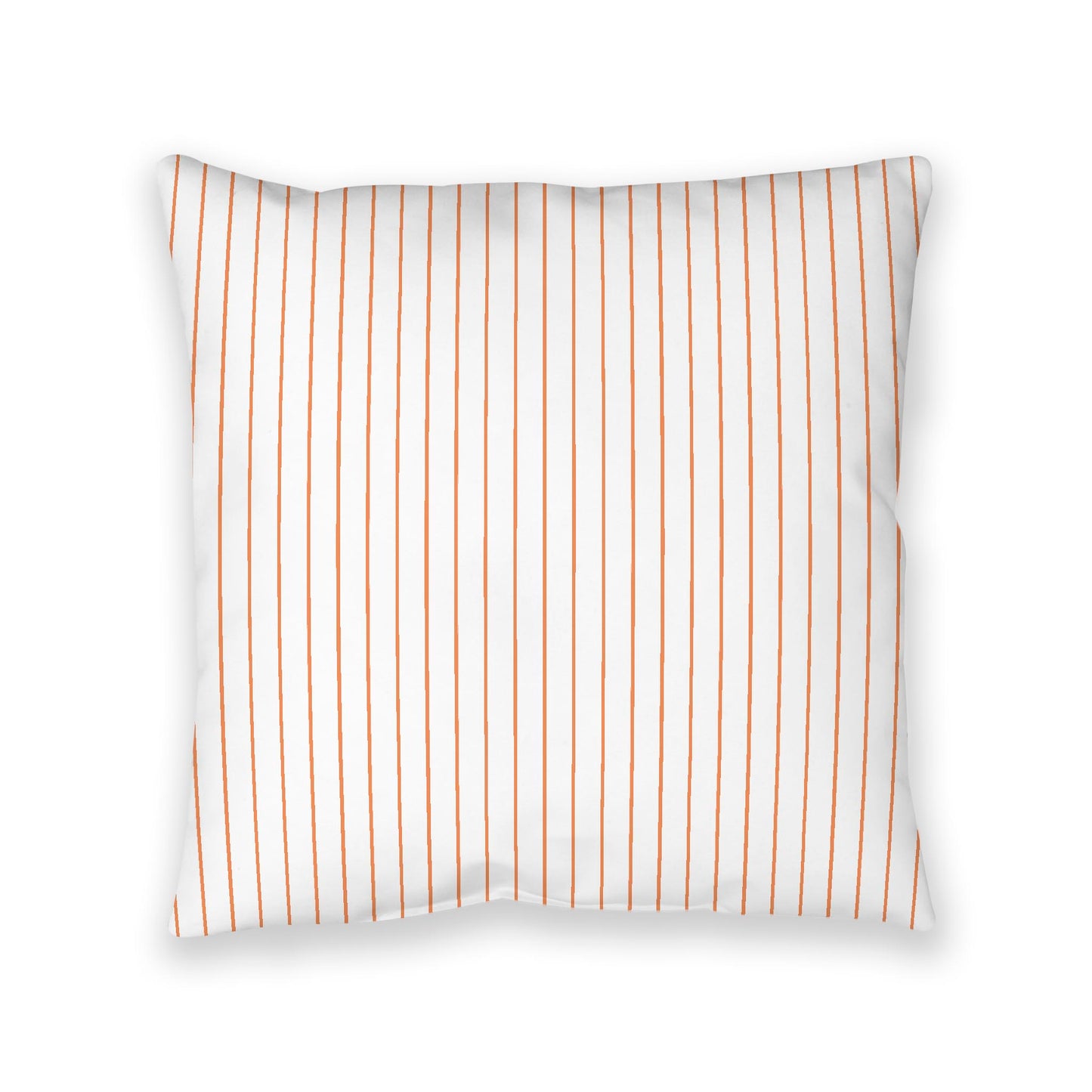 White Spun Polyester Floor Pillow, Pale Orange Stripes on Top, White Bottom, 40 x 40 inches
