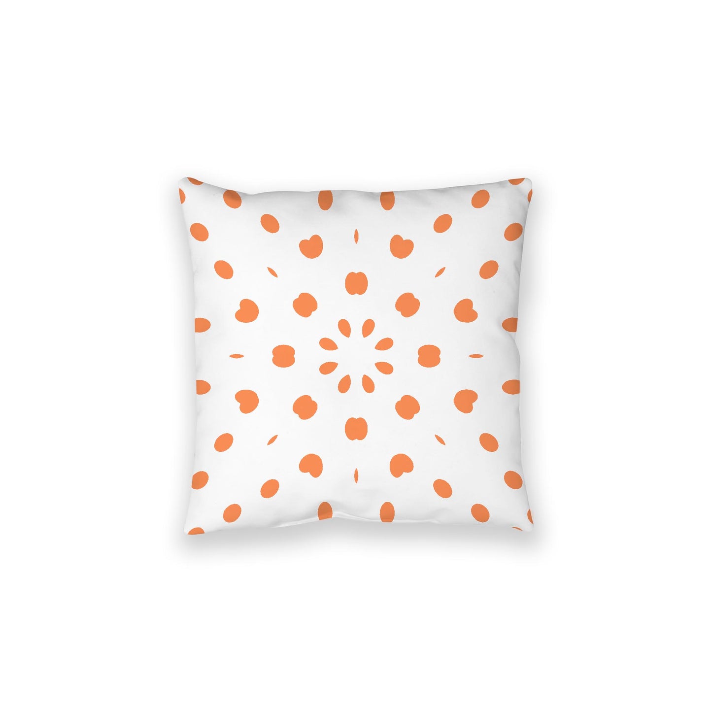 White Spun Polyester Floor Pillow, Pale Orange Burst on Top, White Bottom, 28 x 28 inches