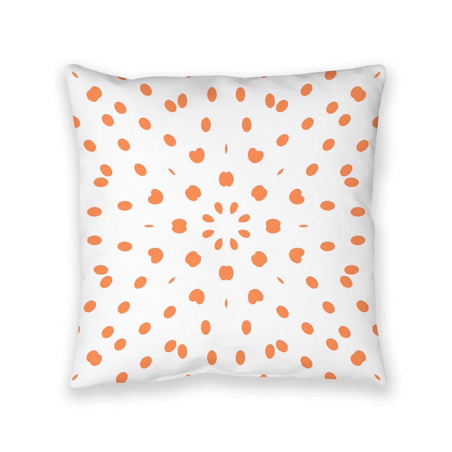 White Spun Polyester Floor Pillow, Pale Orange Burst on Top, White Bottom, 40 x 40 inches