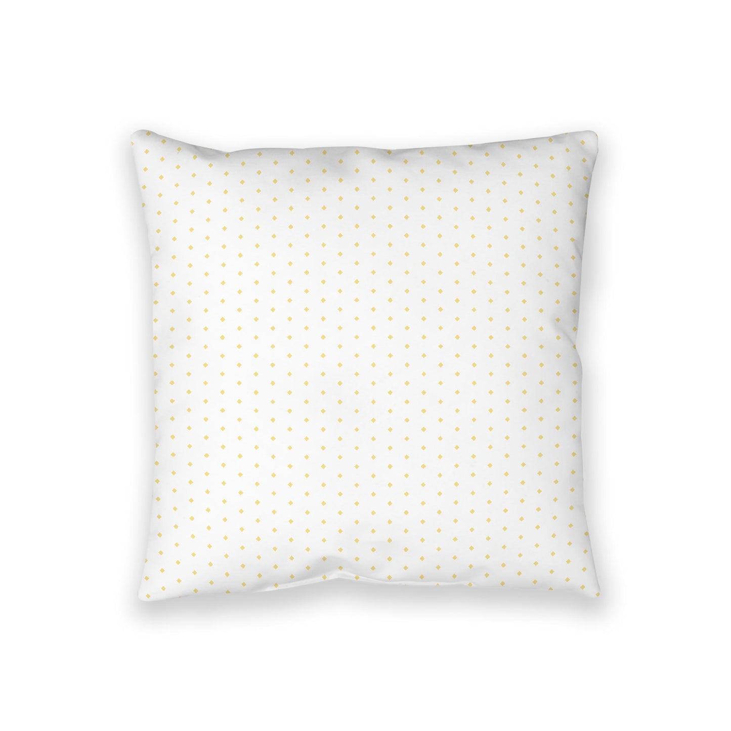 White Spun Polyester Floor Pillow, Yellow Diamonds on Top, White Bottom, 36 x 36 inches