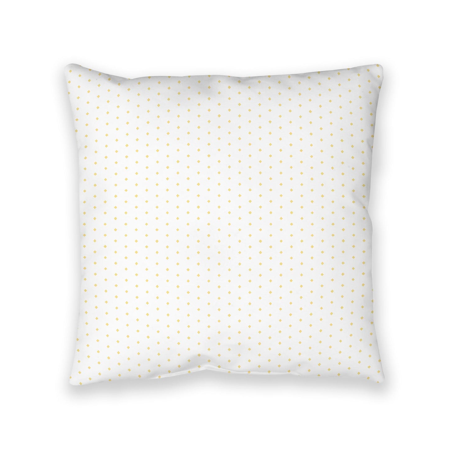 White Spun Polyester Floor Pillow, Yellow Diamonds on Top, White Bottom, 40 x 40 inches