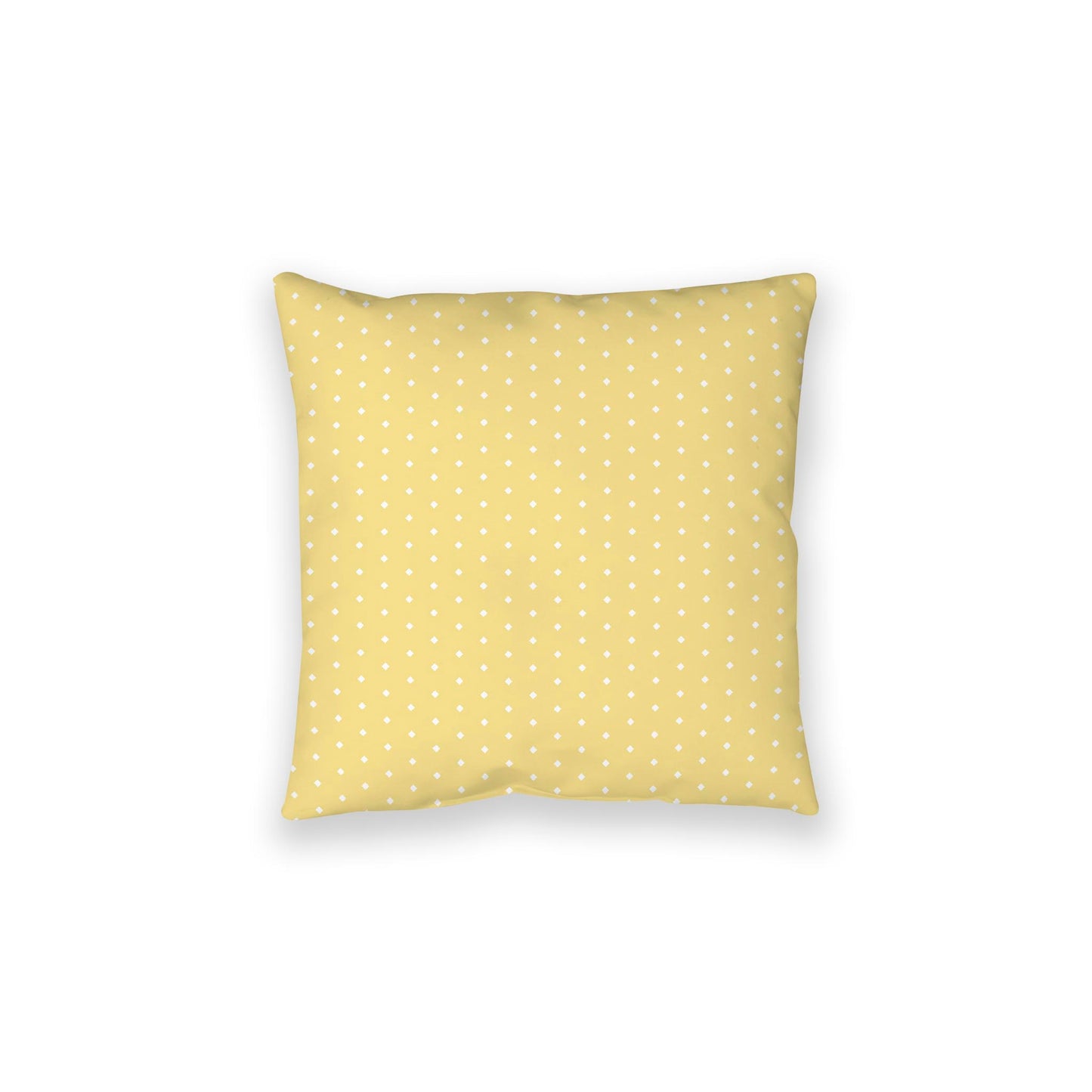 Yellow Spun Polyester Floor Pillow, White Diamonds on Top, Yellow Bottom, 28 x 28 inches