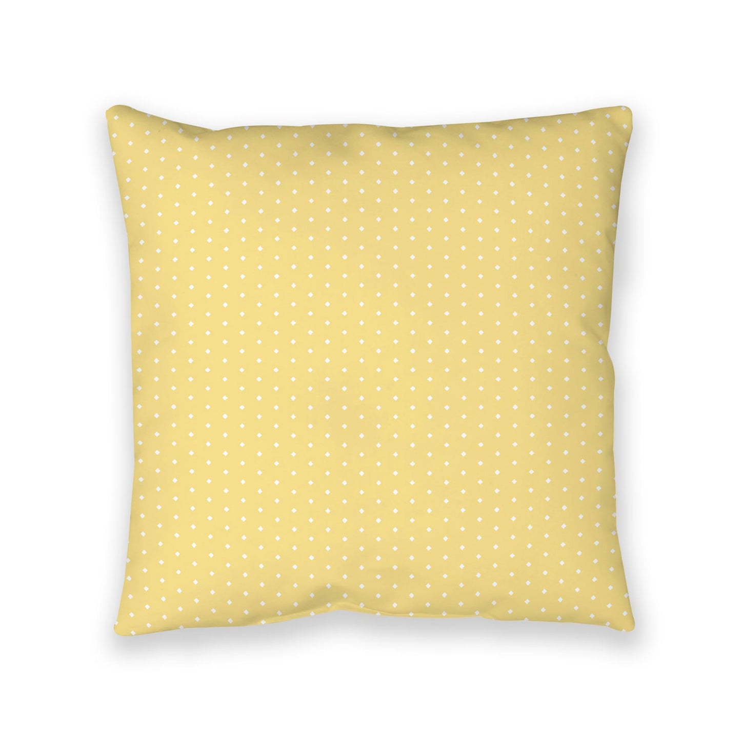 Yellow Spun Polyester Floor Pillow, White Diamonds on Top, Yellow Bottom, 40 x 40 inches