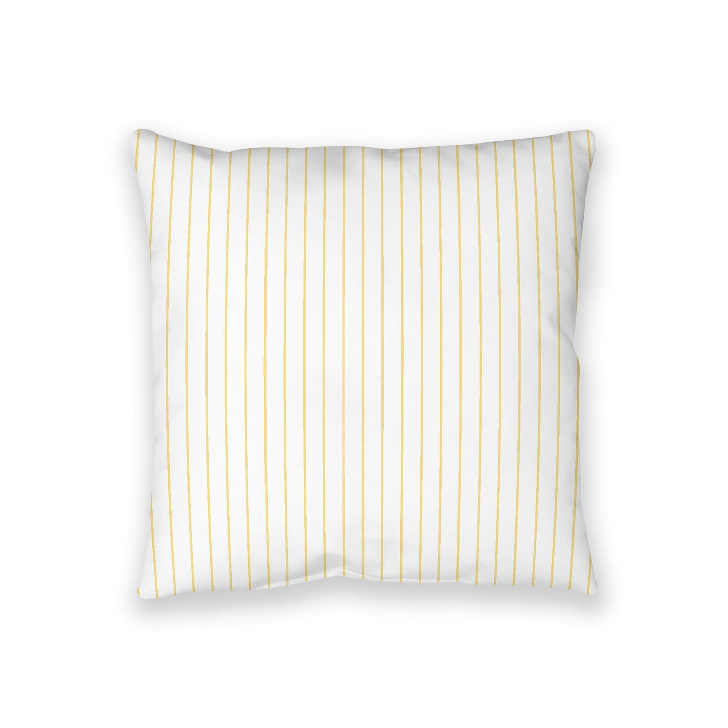 White Spun Polyester Floor Pillow, Yellow Stripes on Top, White Bottom, 36 x 36 inches