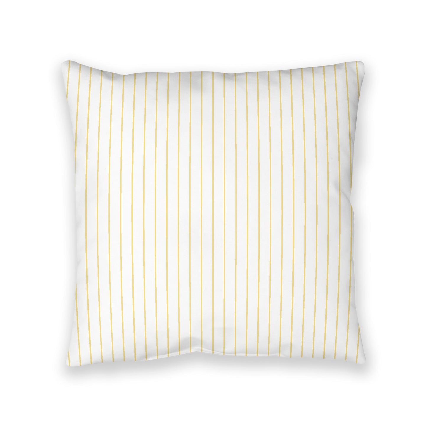 White Spun Polyester Floor Pillow, Yellow Stripes on Top, White Bottom, 40 x 40 inches