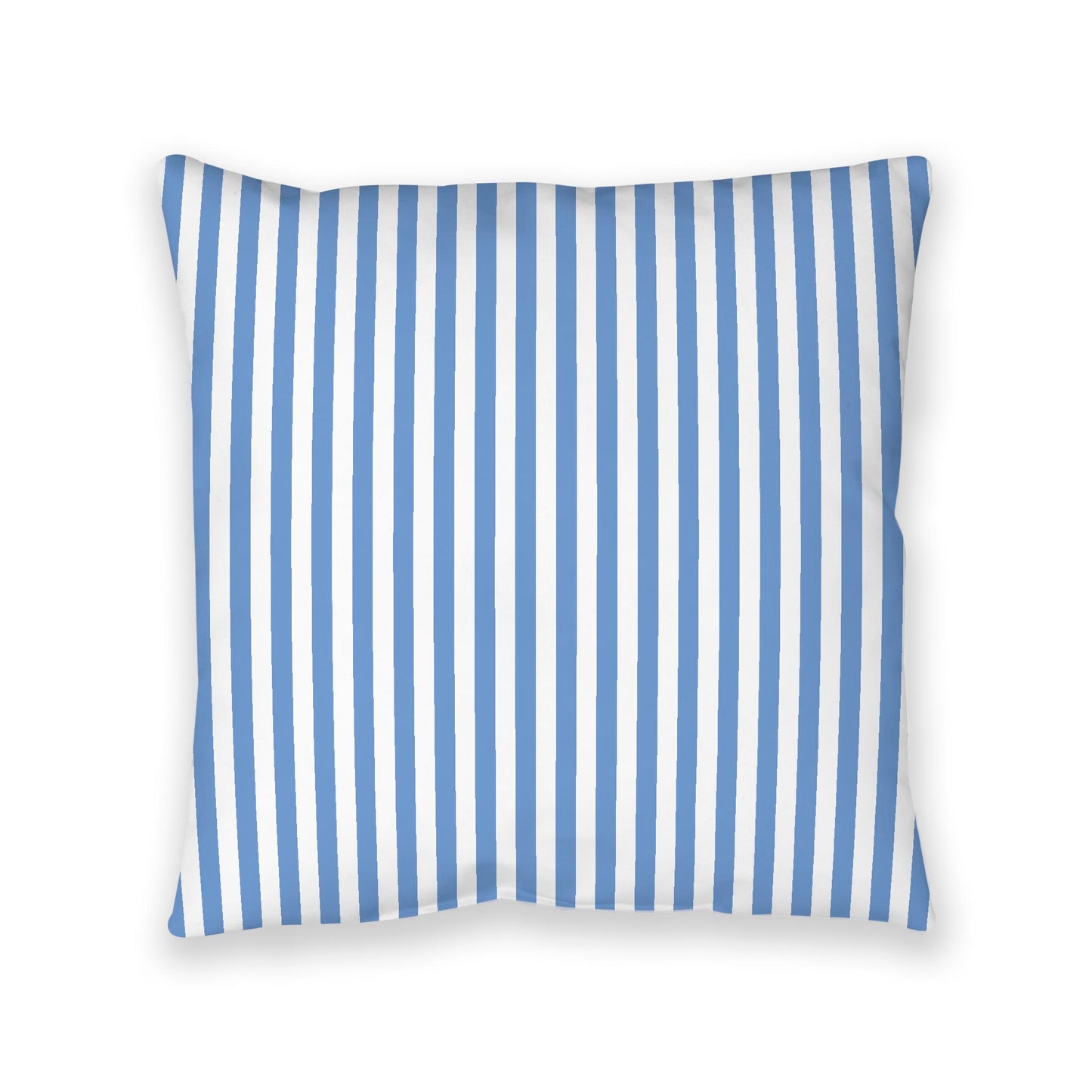 White Spun Polyester Floor Pillow, Bold Blue Bars on Top, White Bottom, 40 x 40 inches