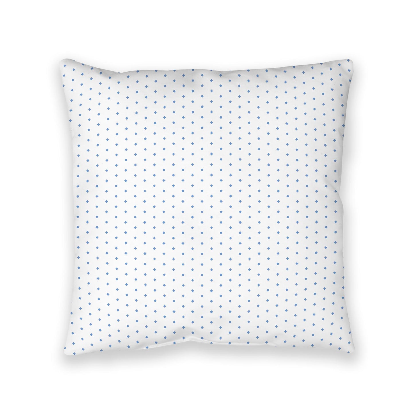 White Spun Polyester Floor Pillow, Blue Diamonds on Top, White Bottom, 40 x 40 inches
