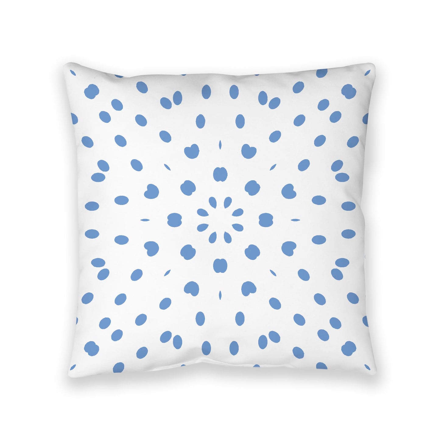 White Spun Polyester Floor Pillow, Blue Burst on Top, White Bottom, 40 x 40 inches