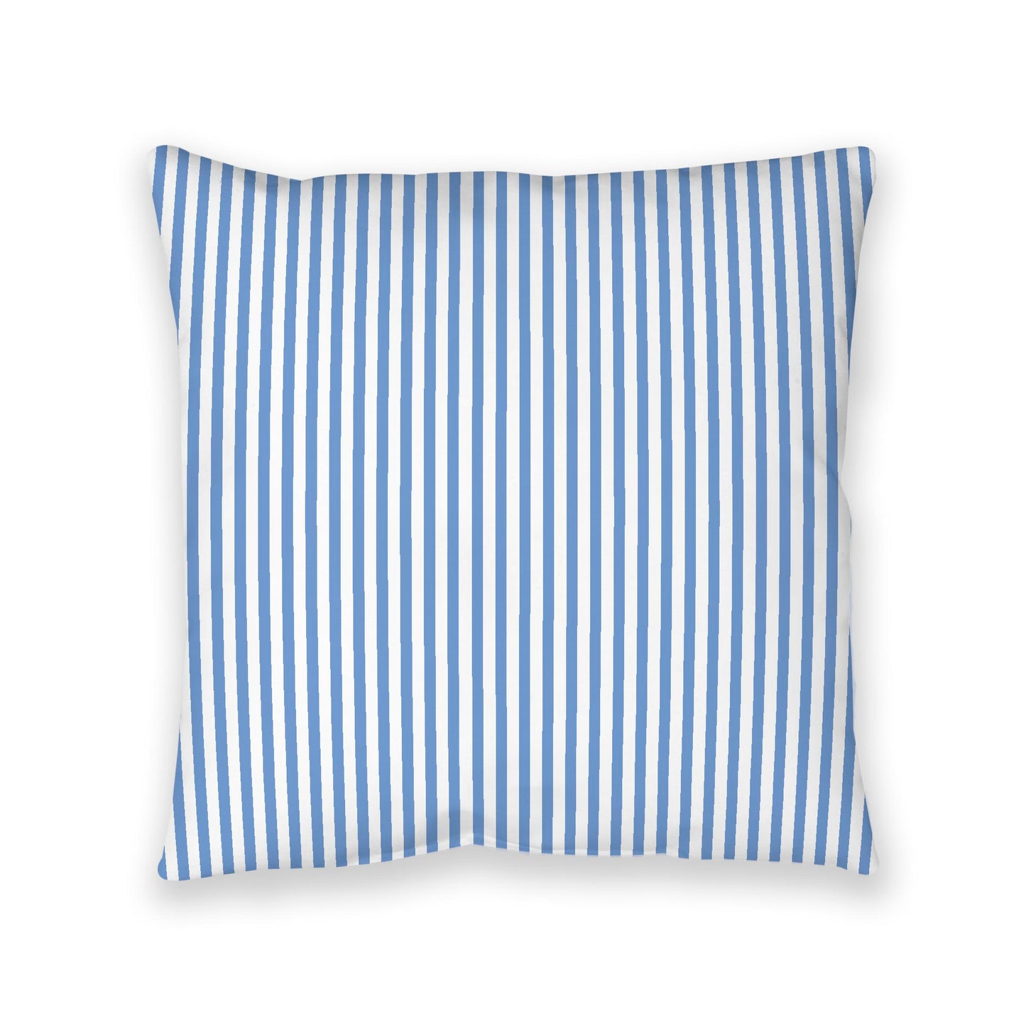 White Spun Polyester Floor Pillow, Thin Blue Bars on Top, White Bottom, 40 x 40 inches