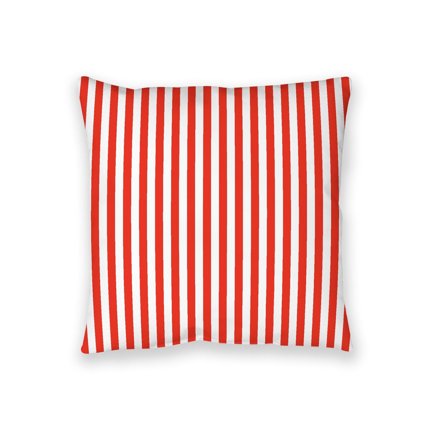 White Spun Polyester Floor Pillow, Bold Red Bars on Top, White Bottom, 36 x 36 inches