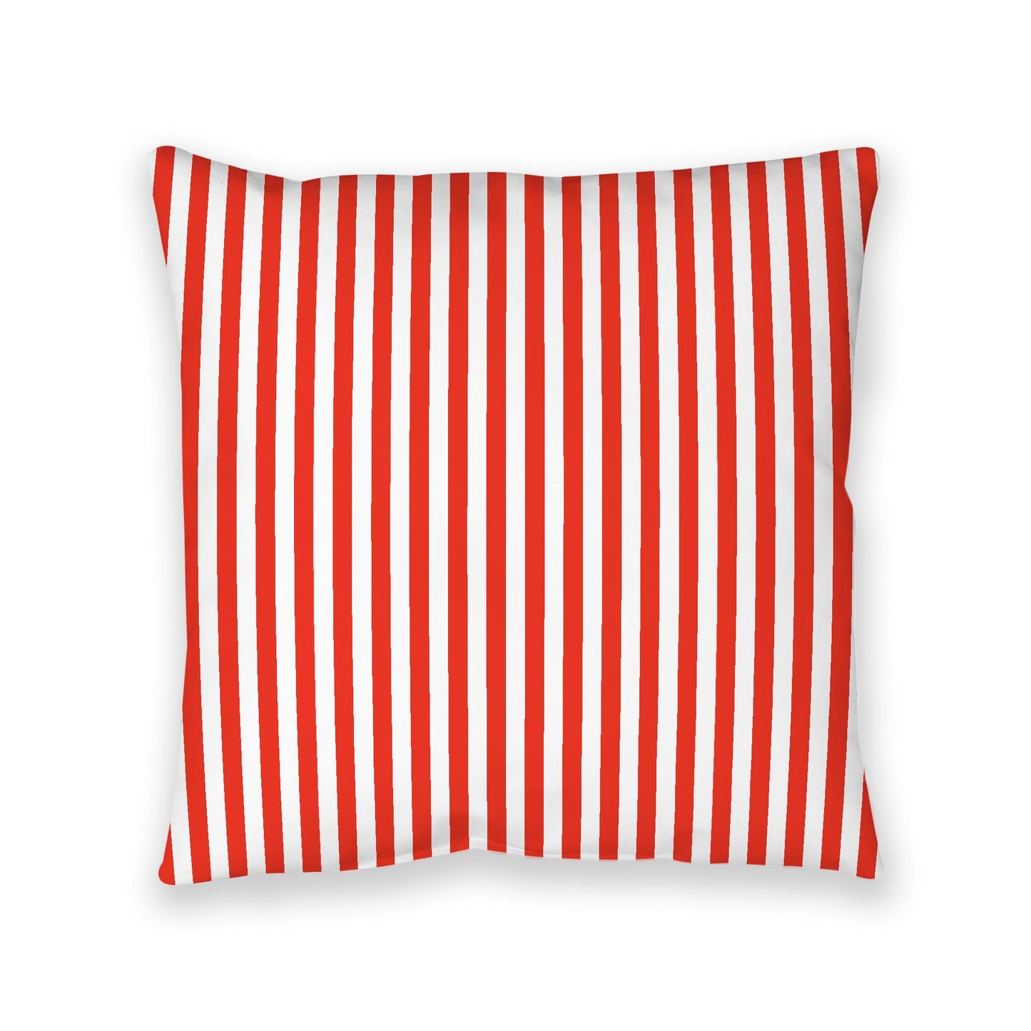 White Spun Polyester Floor Pillow, Bold Red Bars on Top, White Bottom, 40 x 40 inches