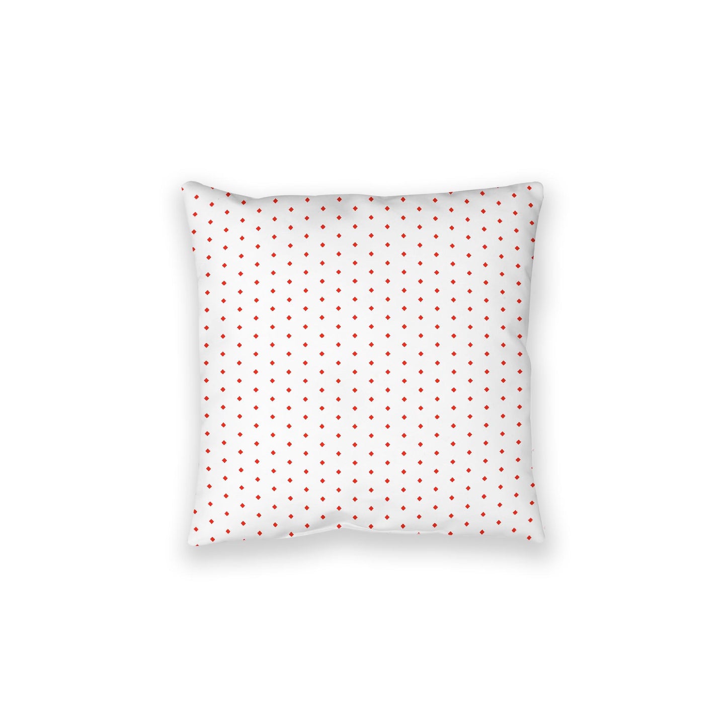 White Spun Polyester Floor Pillow, Red Diamonds on Top, White Bottom, 28 x 28 inches