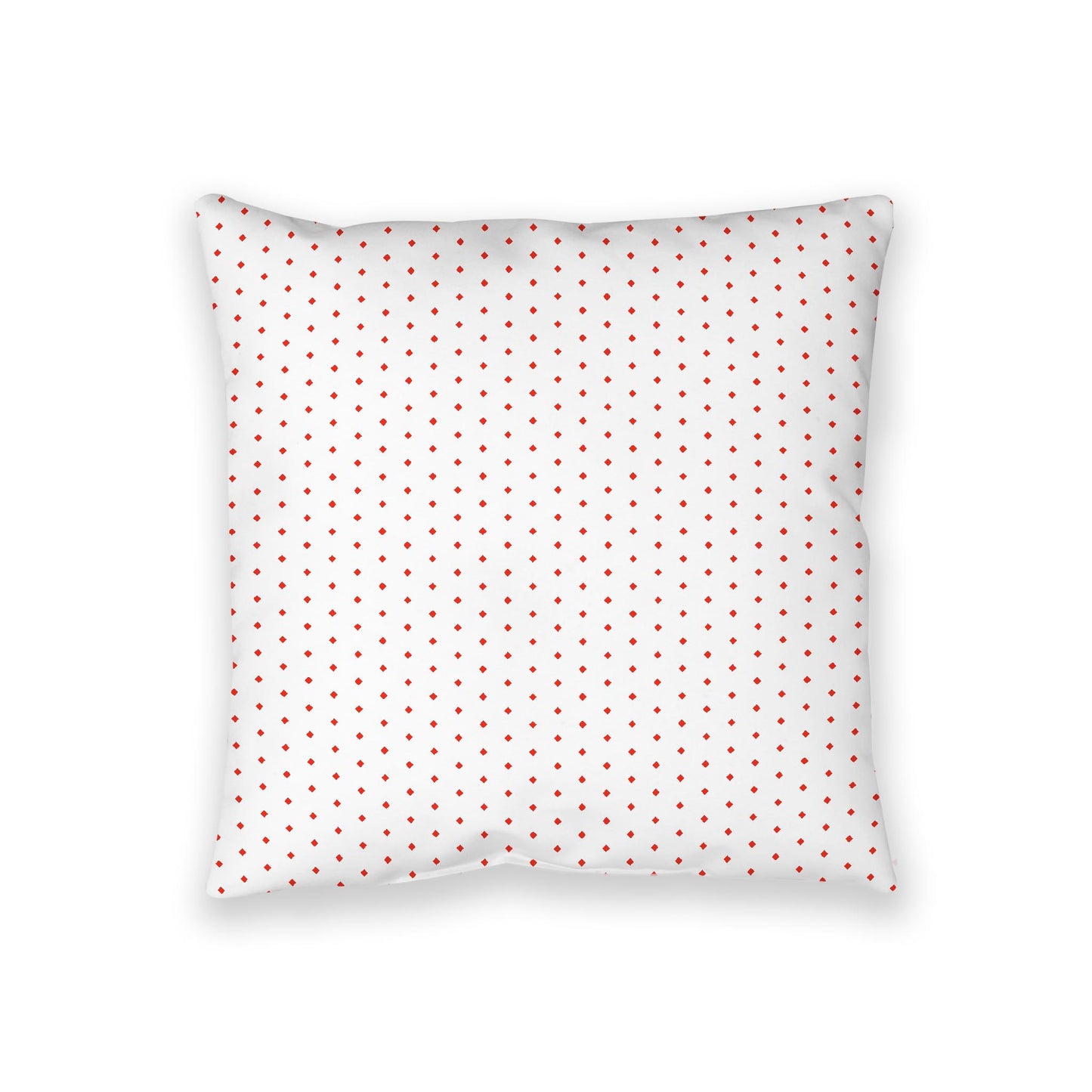 White Spun Polyester Floor Pillow, Red Diamonds on Top, White Bottom, 36 x 36 inches