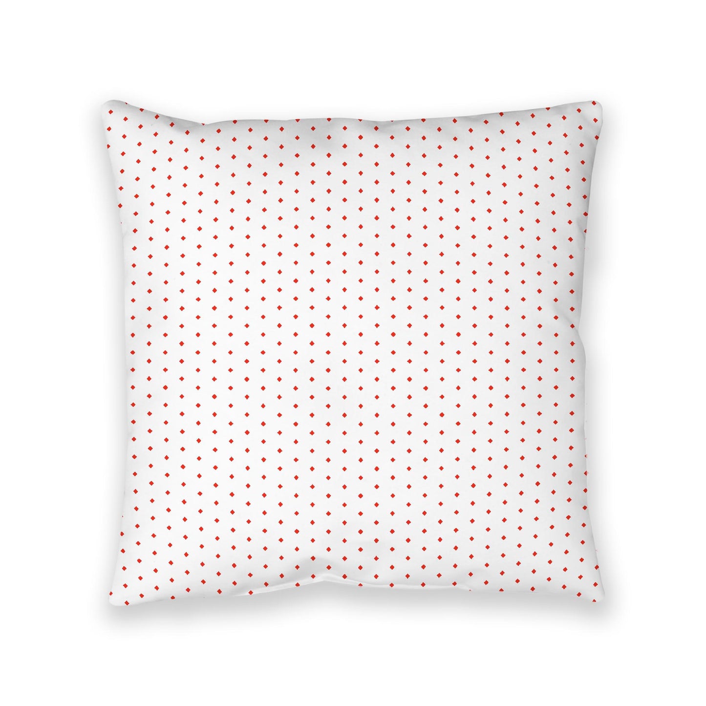 White Spun Polyester Floor Pillow, Red Diamonds on Top, White Bottom, 40 x 40 inches
