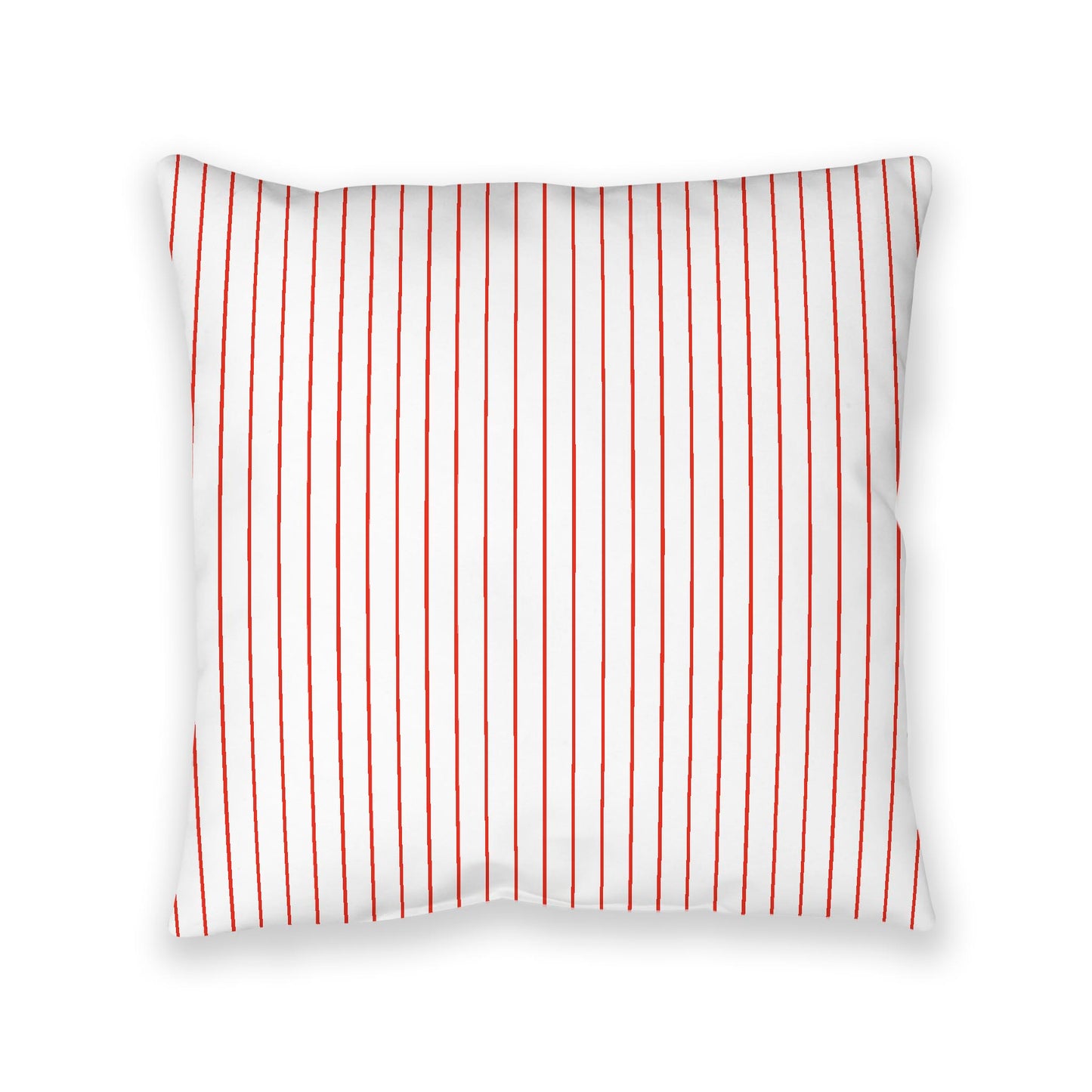 White Spun Polyester Floor Pillow, Red Stripes on Top, White Bottom, 40 x 40 inches