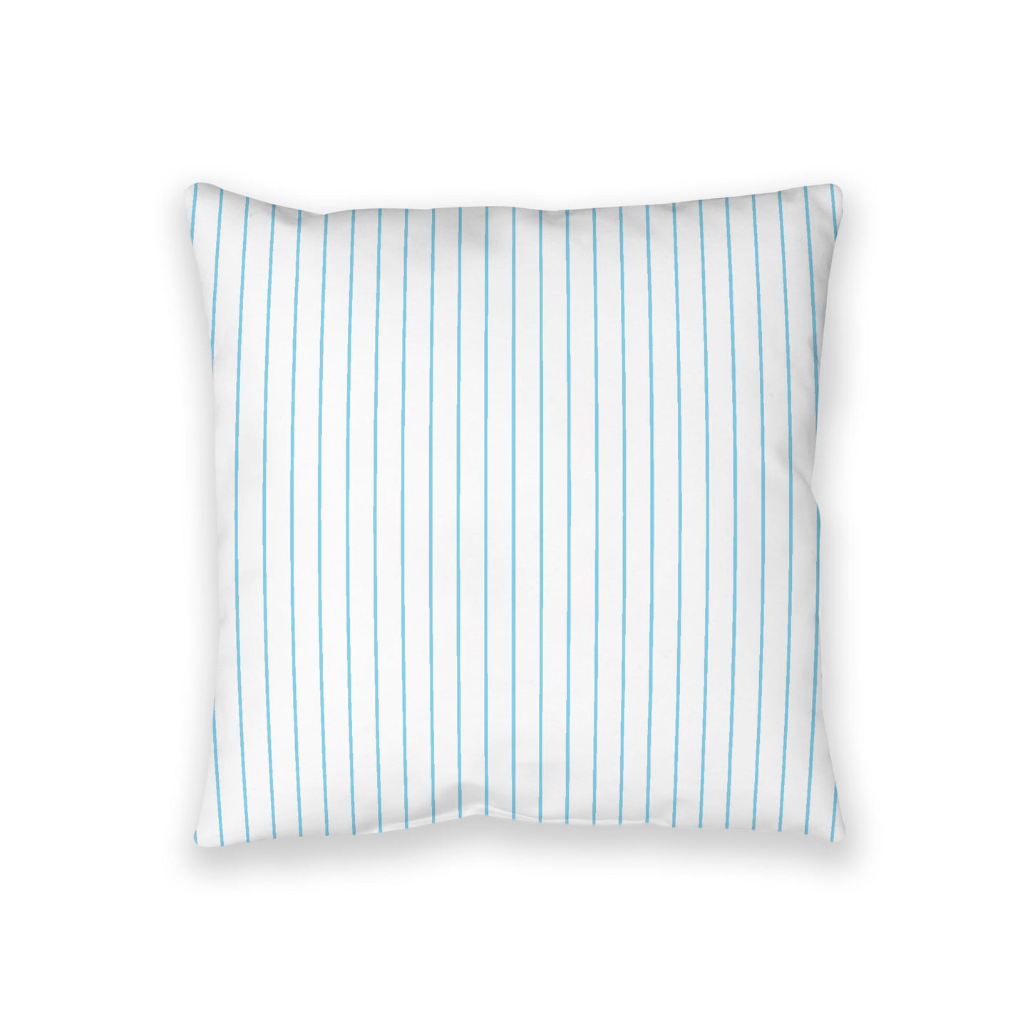 White Spun Polyester Floor Pillow, Blue Stripes on Top, White Bottom, 36 x 36 inches