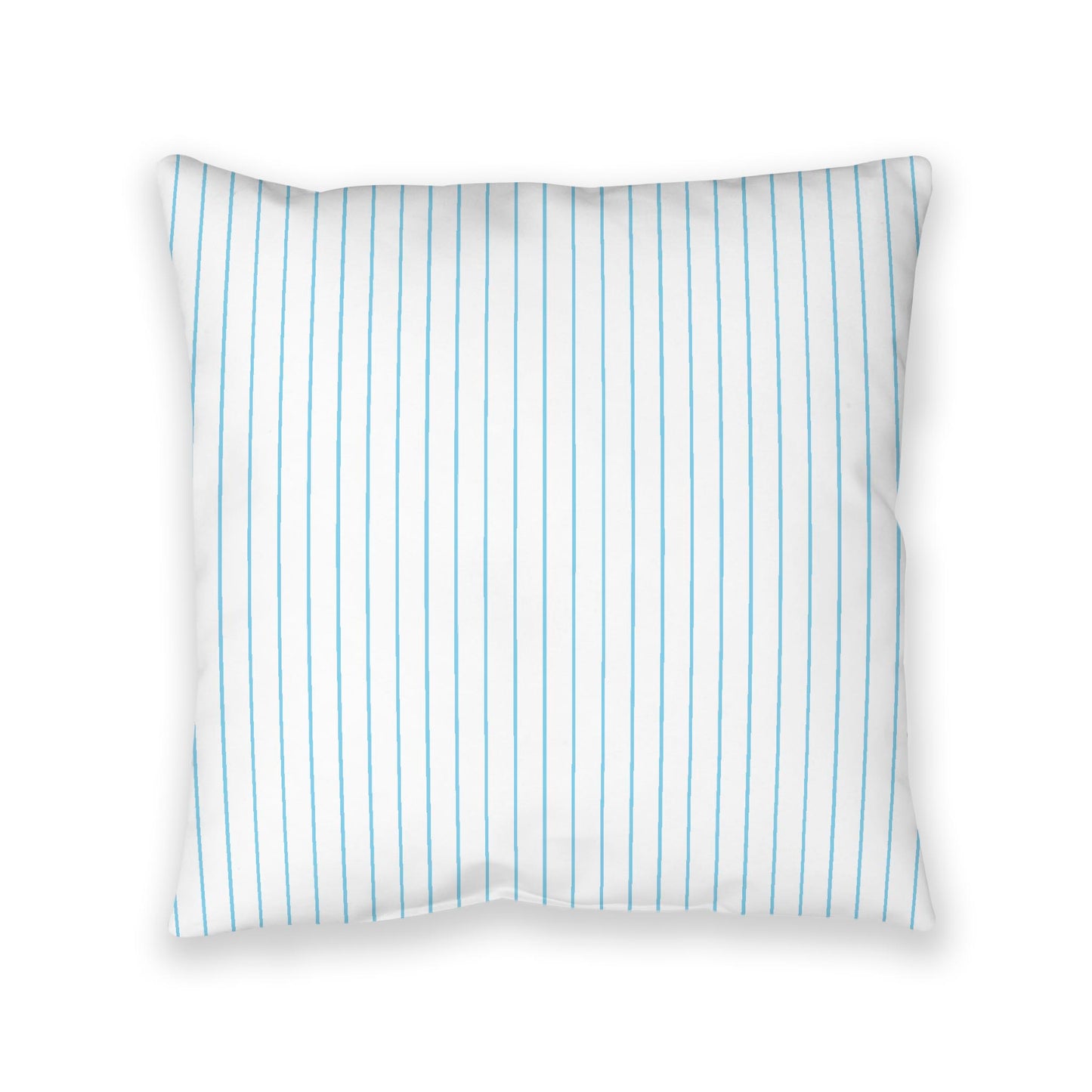 White Spun Polyester Floor Pillow, Blue Stripes on Top, White Bottom, 40 x 40 inches