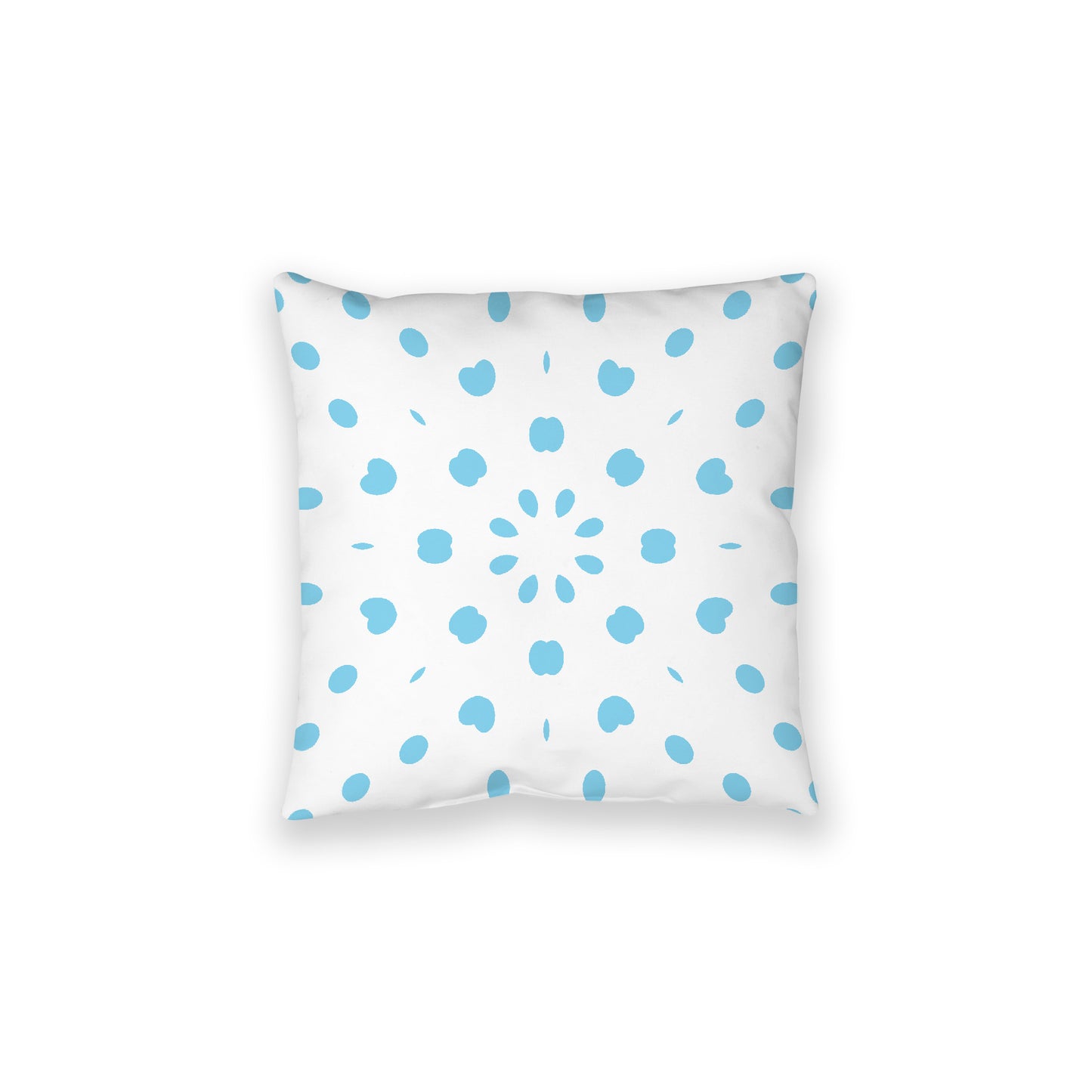 White Spun Polyester Floor Pillow, Blue Burst on Top, White Bottom, 28 x 28 inches