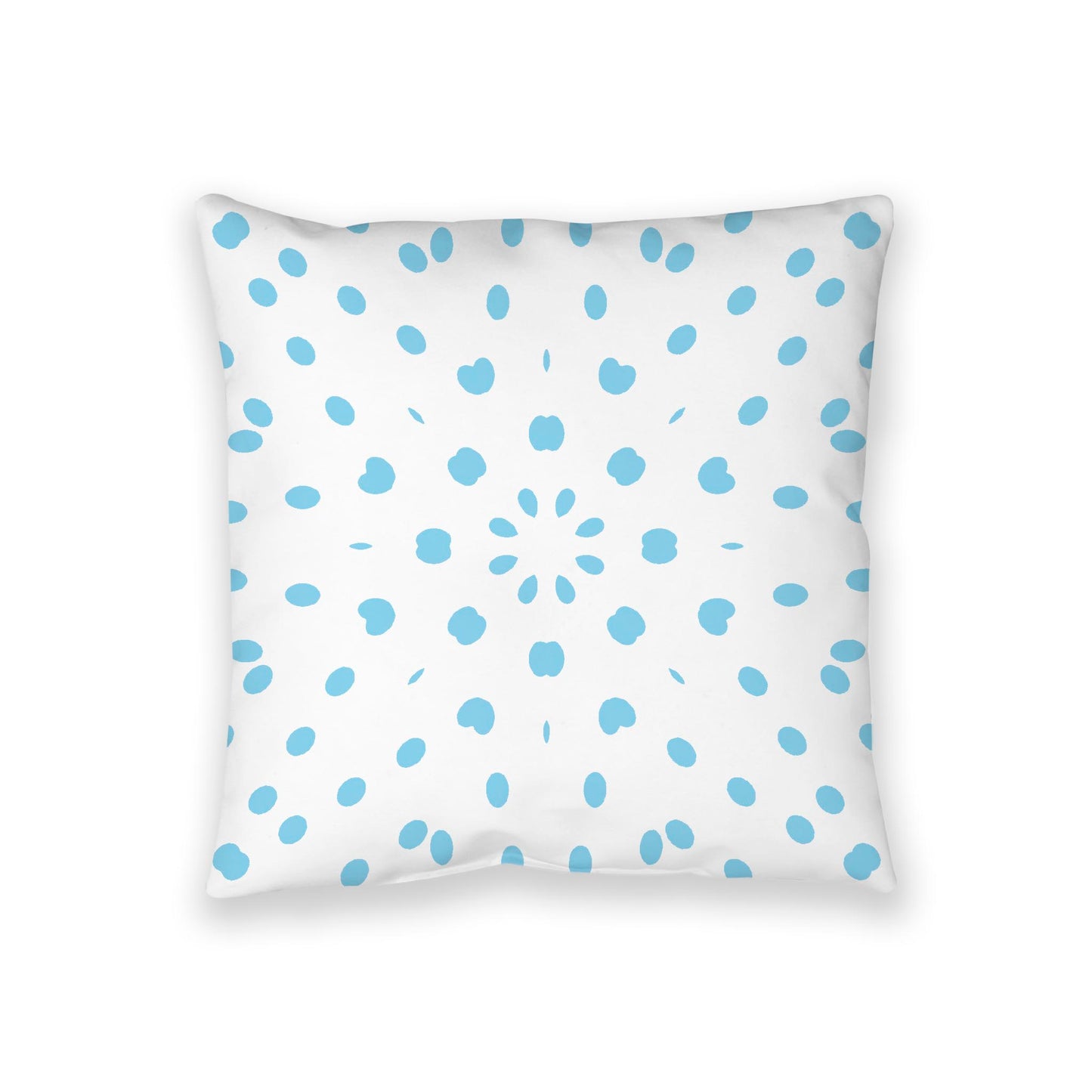 White Spun Polyester Floor Pillow, Blue Burst on Top, White Bottom, 36 x 36 inches