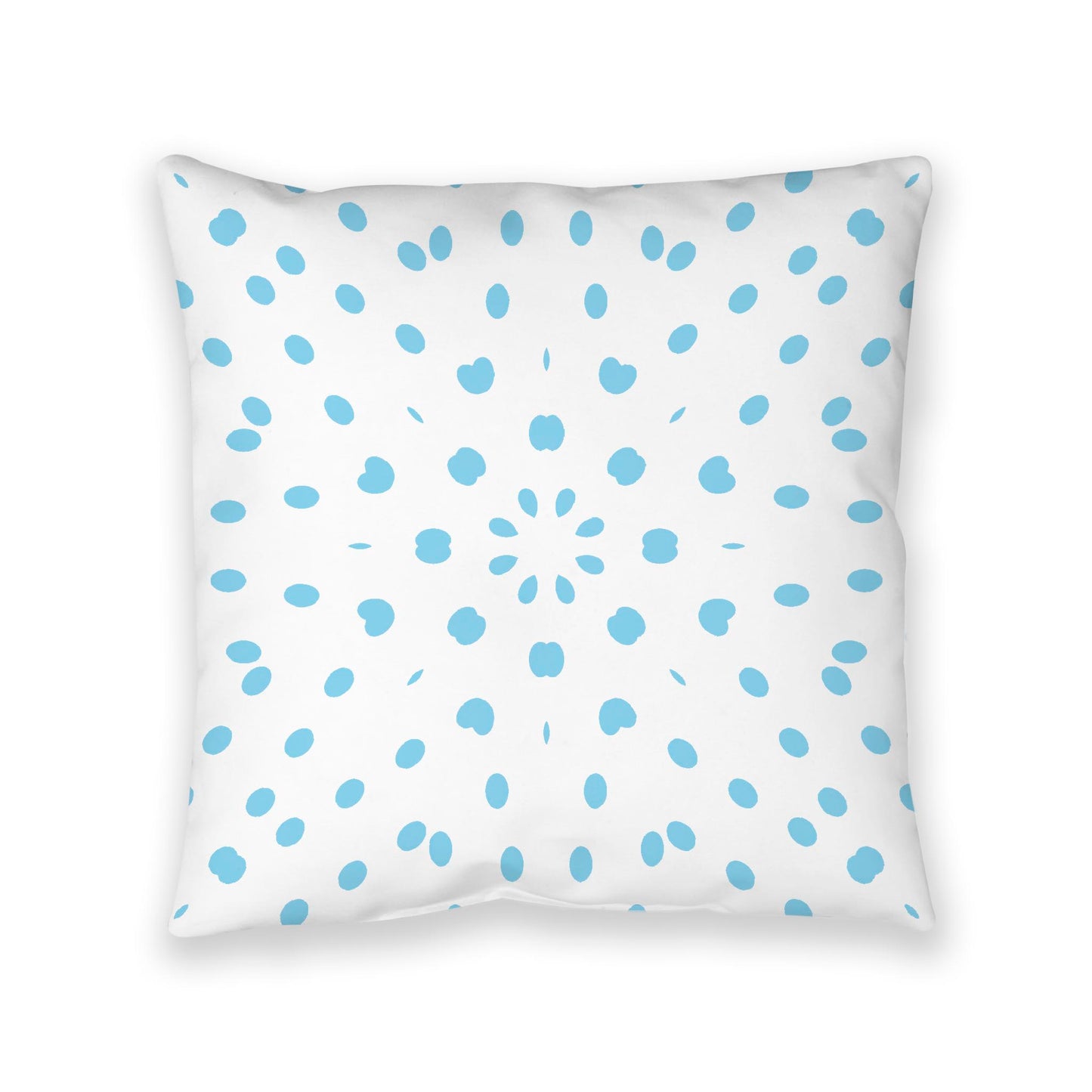White Spun Polyester Floor Pillow, Blue Burst on Top, White Bottom, 40 x 40 inches