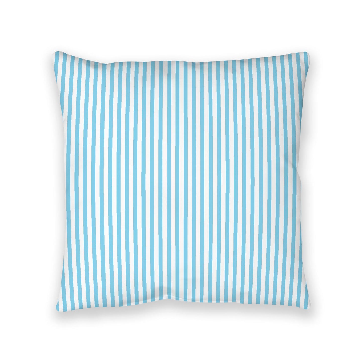 White Spun Polyester Floor Pillow, Thin Blue Bars on Top, White Bottom, 40 x 40 inches