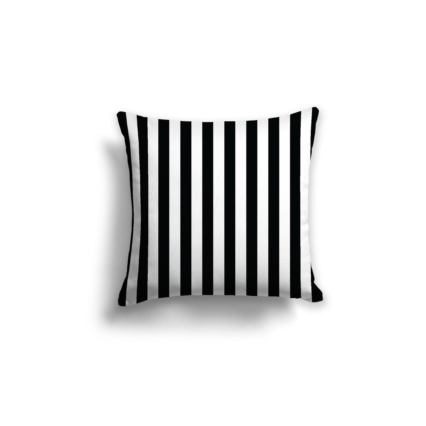 White Spun Polyester Throw Pillow with Black Bars on Front, Size 20 x 20 inches / 51 x 51 cm