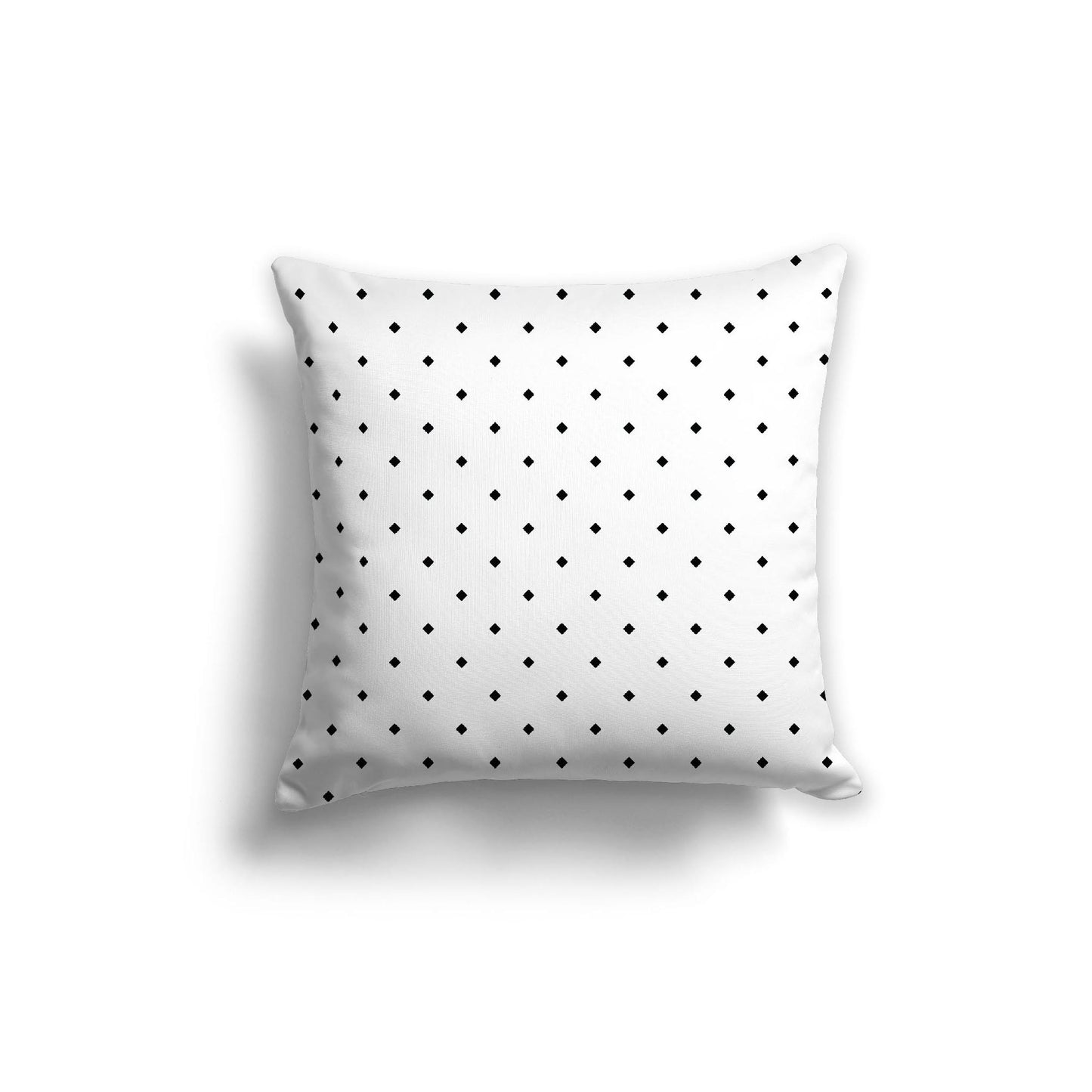 White Spun Polyester Throw Pillow with Black Diamonds on Front, Size 14 x 14 inches / 36 x 36 cm