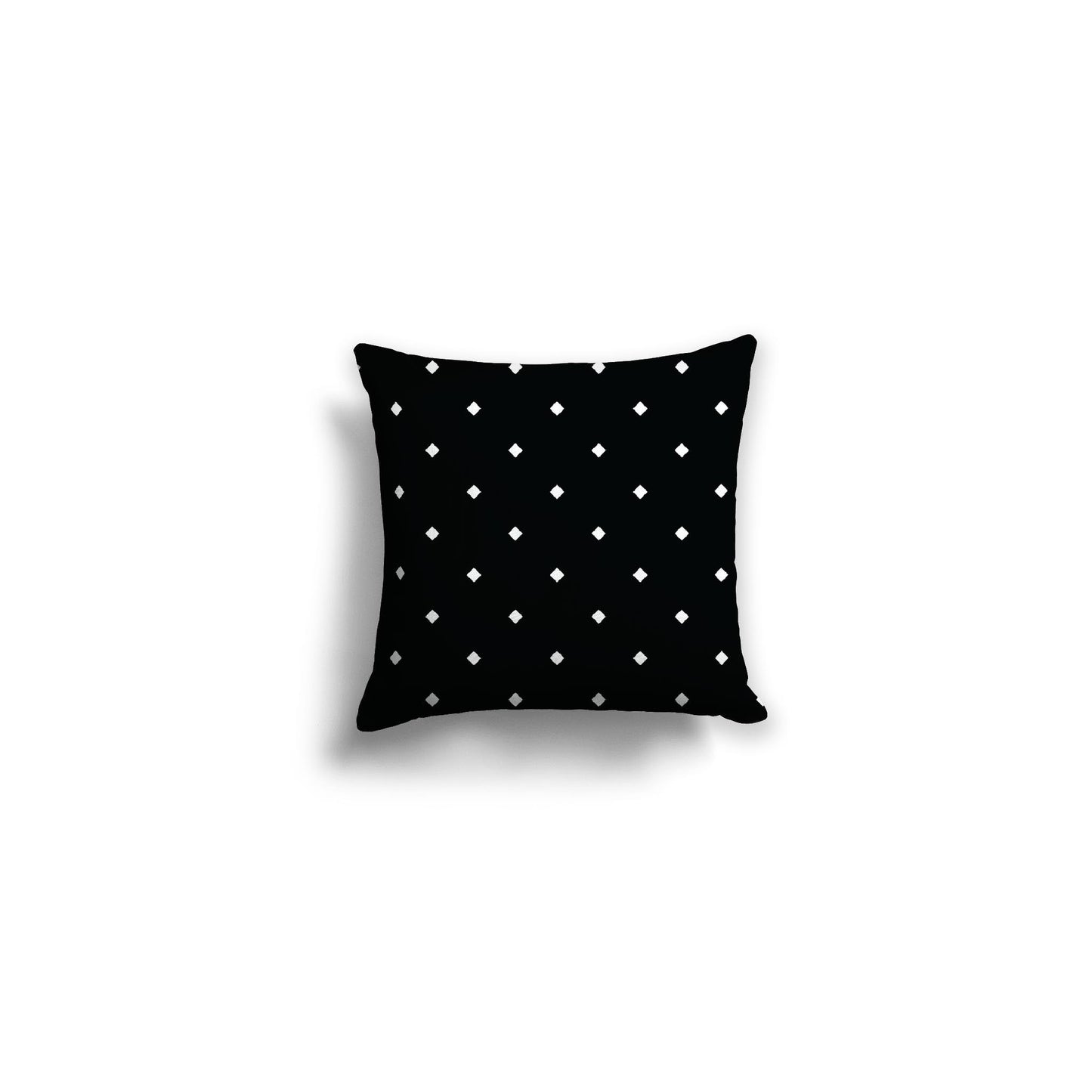 Black Spun Polyester Throw Pillow with White Diamonds on Front, Size 26 x 26 inches / 66 x 66 cm
