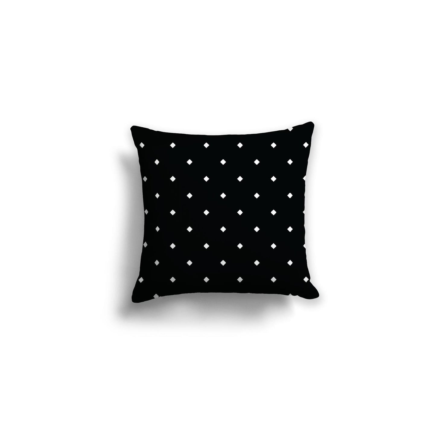 Black Spun Polyester Throw Pillow with White Diamonds on Front, Size 25 x 18 inches / 63.5 x 66 cm