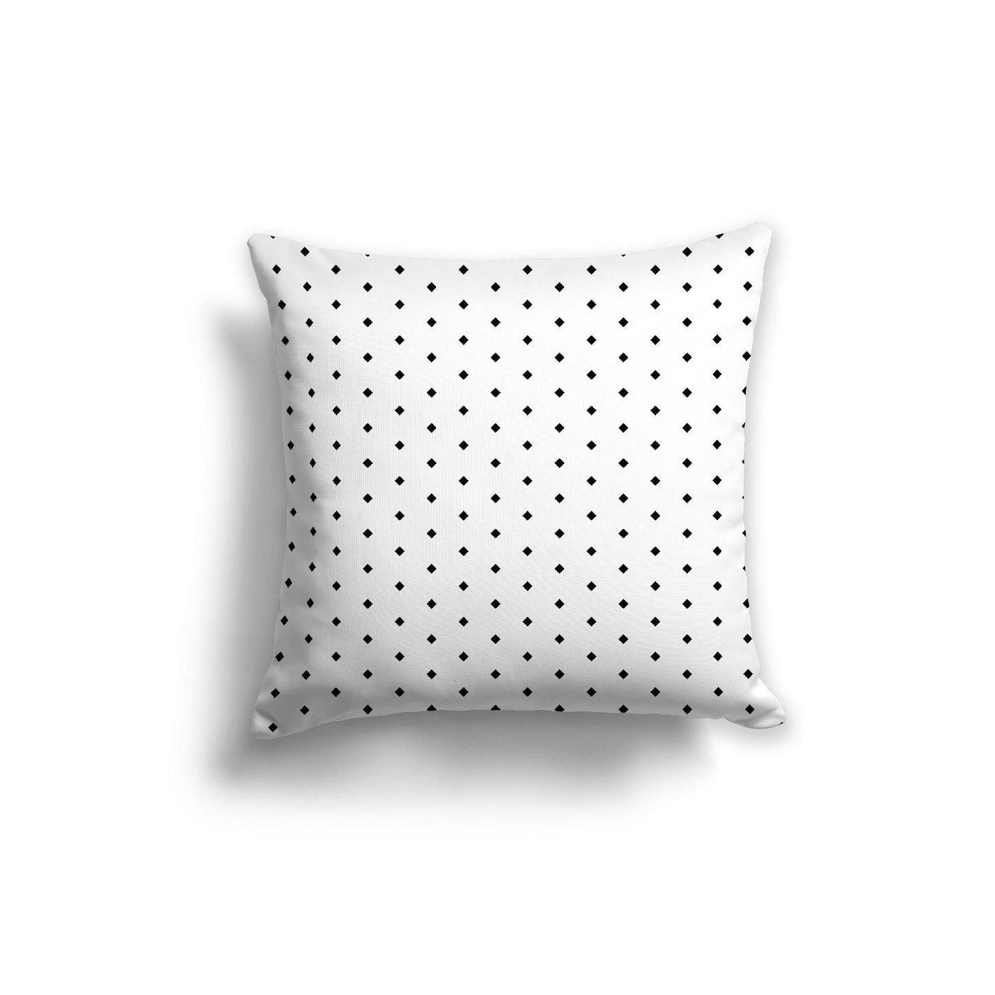 White Spun Polyester Throw Pillow with Fine Black Diamonds on Front, Size 18 x 18 inches / 46 x 46 cm