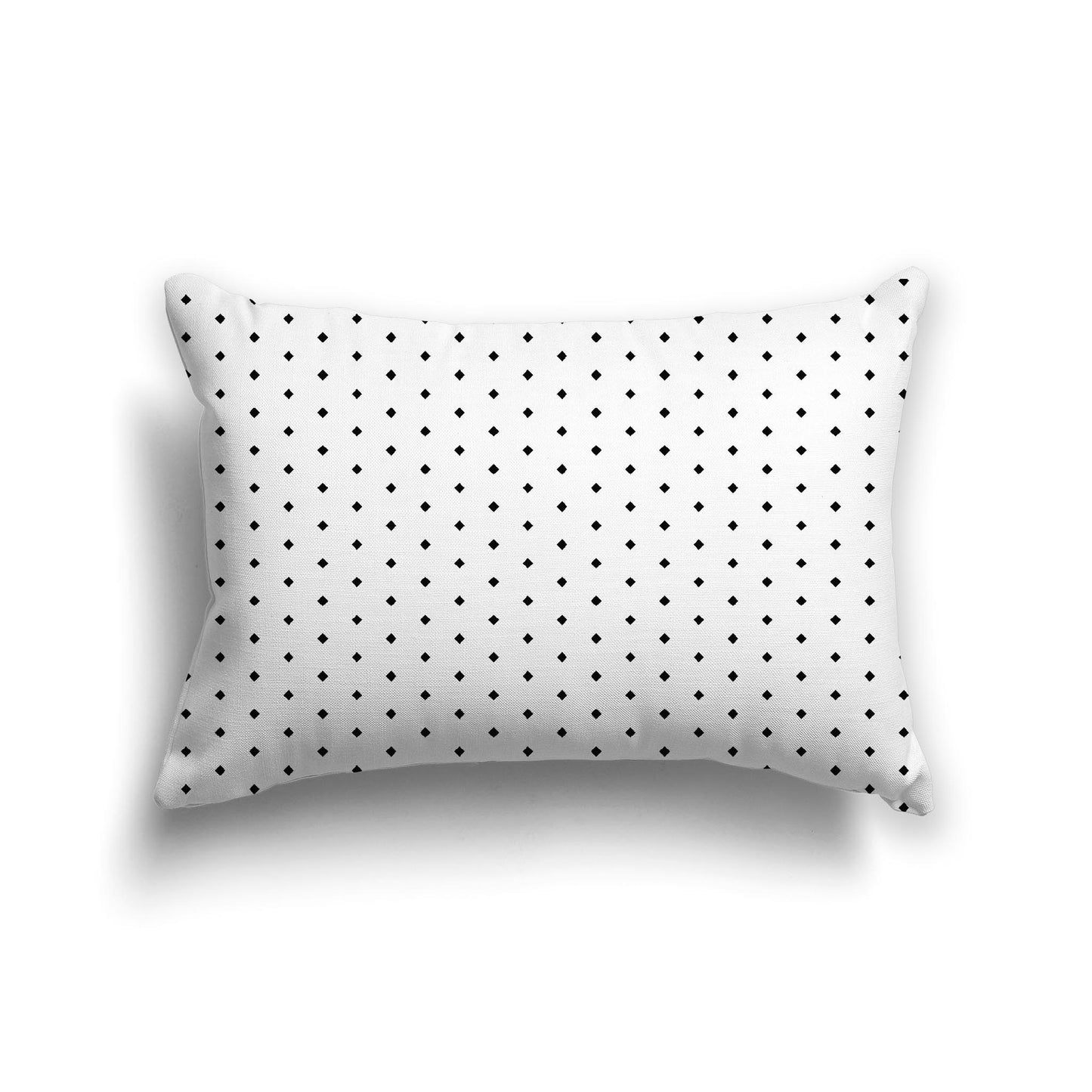 White Spun Polyester Throw Pillow with Fine Black Diamonds on Front, Size 16 x 16 inches / 41 x 41 cm