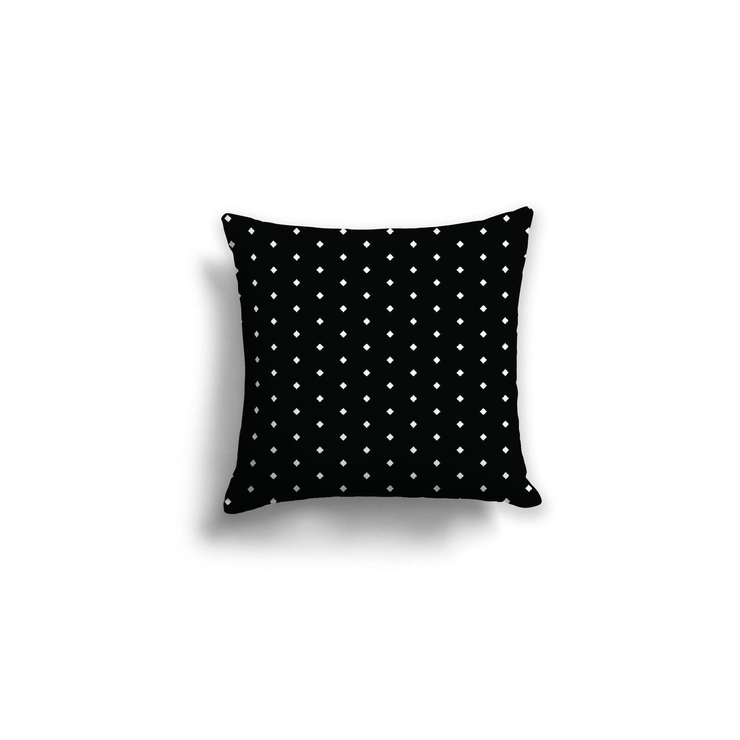 Black Spun Polyester Throw Pillow with Fine White Diamonds on Front, Size 25 x 18 inches / 63.5 x 66 cm