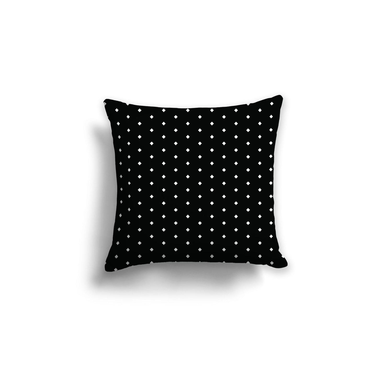 Black Spun Polyester Throw Pillow with Fine White Diamonds on Front, Size 20 x 20 inches / 51 x 51 cm
