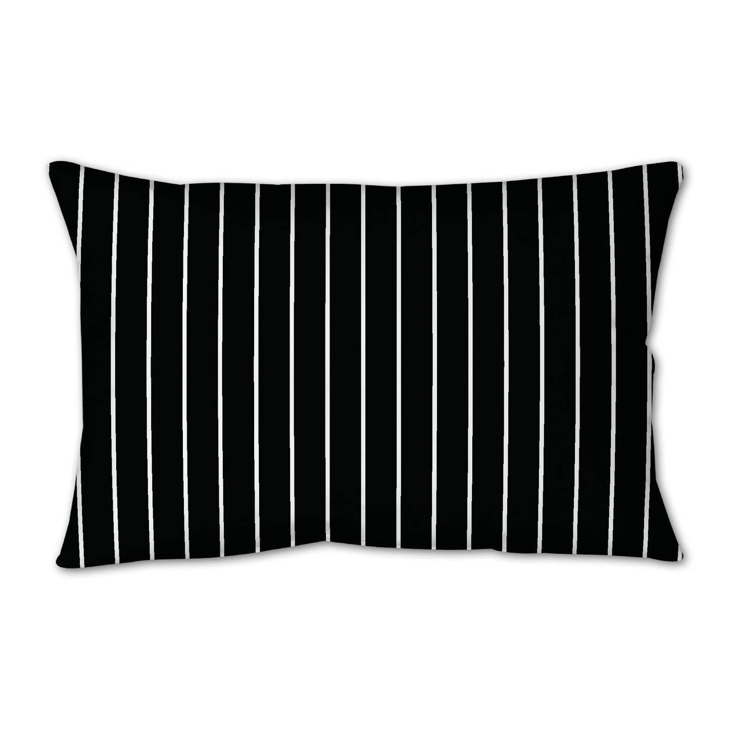 Black Spun Polyester Throw Pillow with Fine White Stripes on Front, USCU-1010-152