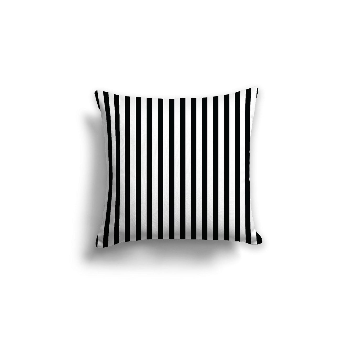 White Spun Polyester Throw Pillow with Thin Black Bars on Front, Size 20 x 20 inches / 51 x 51 cm