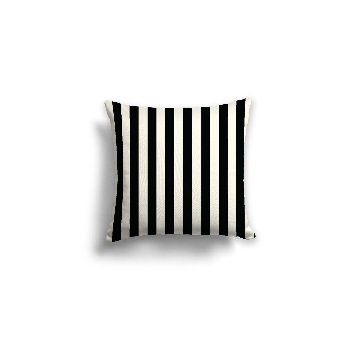 Pale Cream Spun Polyester Throw Pillow with Black Bars on Front, Size 16 x 16 inches / 41 x 41 cm