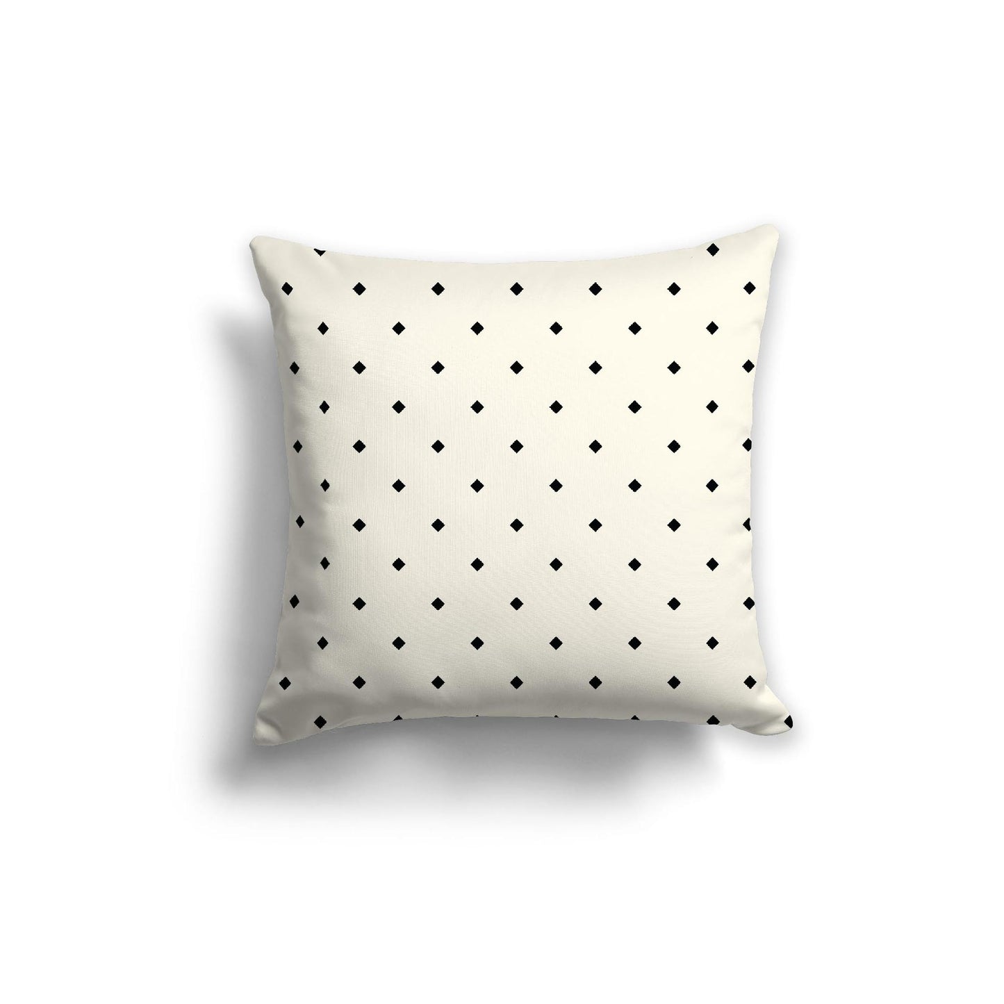 Pale Cream Spun Polyester Throw Pillow with Black Diamonds on Front, Size 20 x 20 inches / 51 x 51 cm