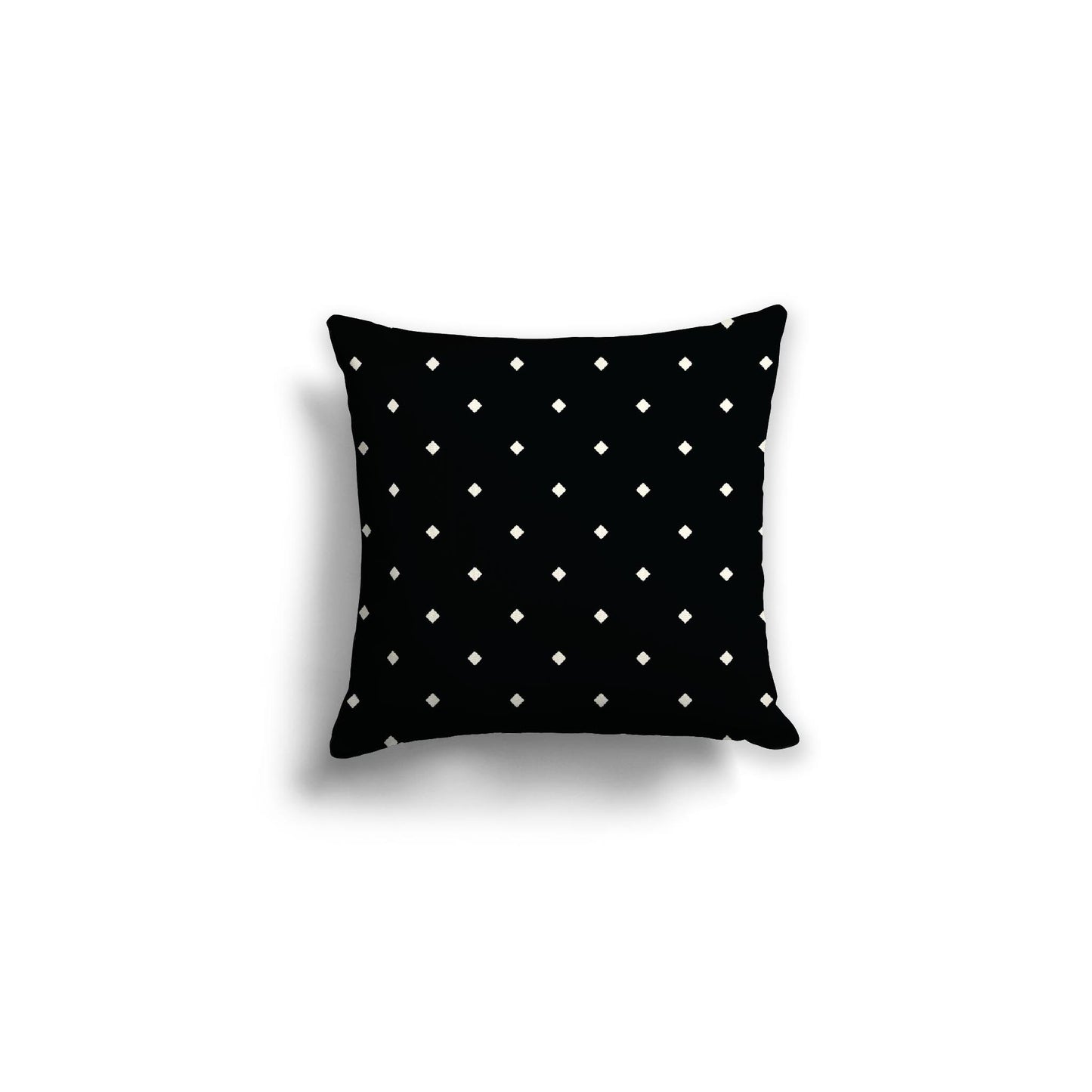 Black Spun Polyester Throw Pillow with Pale Cream Diamonds on Front, Size 16 x 16 inches / 41 x 41 cm