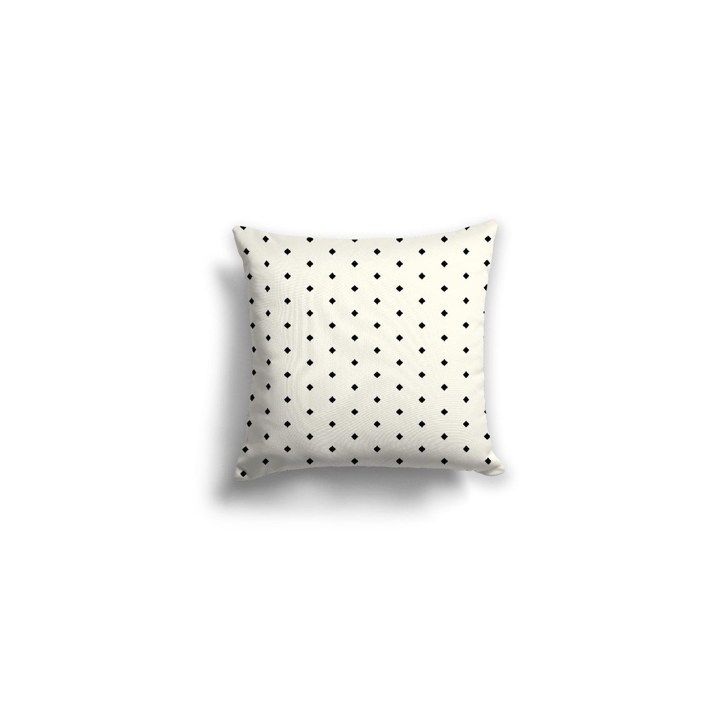 Pale Cream Spun Polyester Throw Pillow with Fine Black Diamonds on Front, Size 14 x 14 inches / 36 x 36 cm