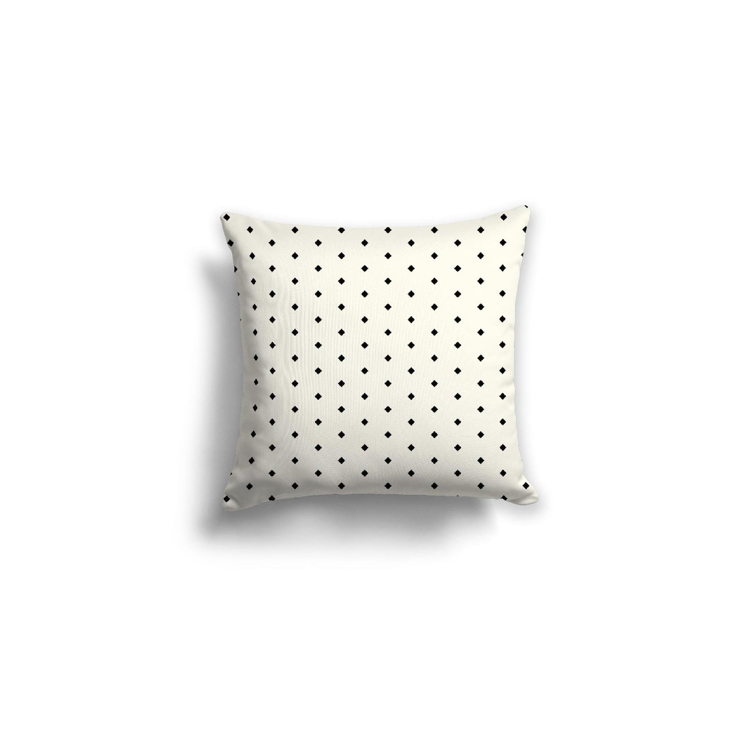 Pale Cream Spun Polyester Throw Pillow with Fine Black Diamonds on Front, Size 16 x 16 inches / 41 x 41 cm